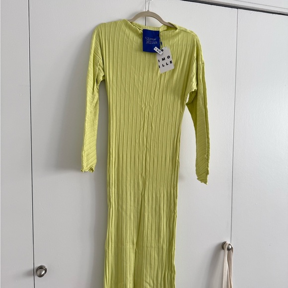 NWT- SIMON MILLER- RIB Zippie Dress in Kiwi/ Swing Yellow long sleeve - Picture 17 of 17